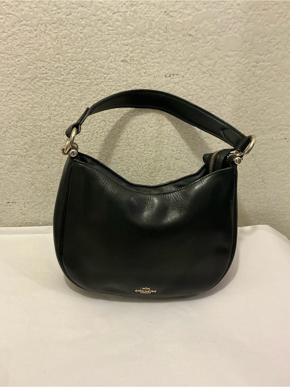 Coach Nomad Black Leather Gold Crescent Hobo Shoulder Bag Purse Handbag 54446